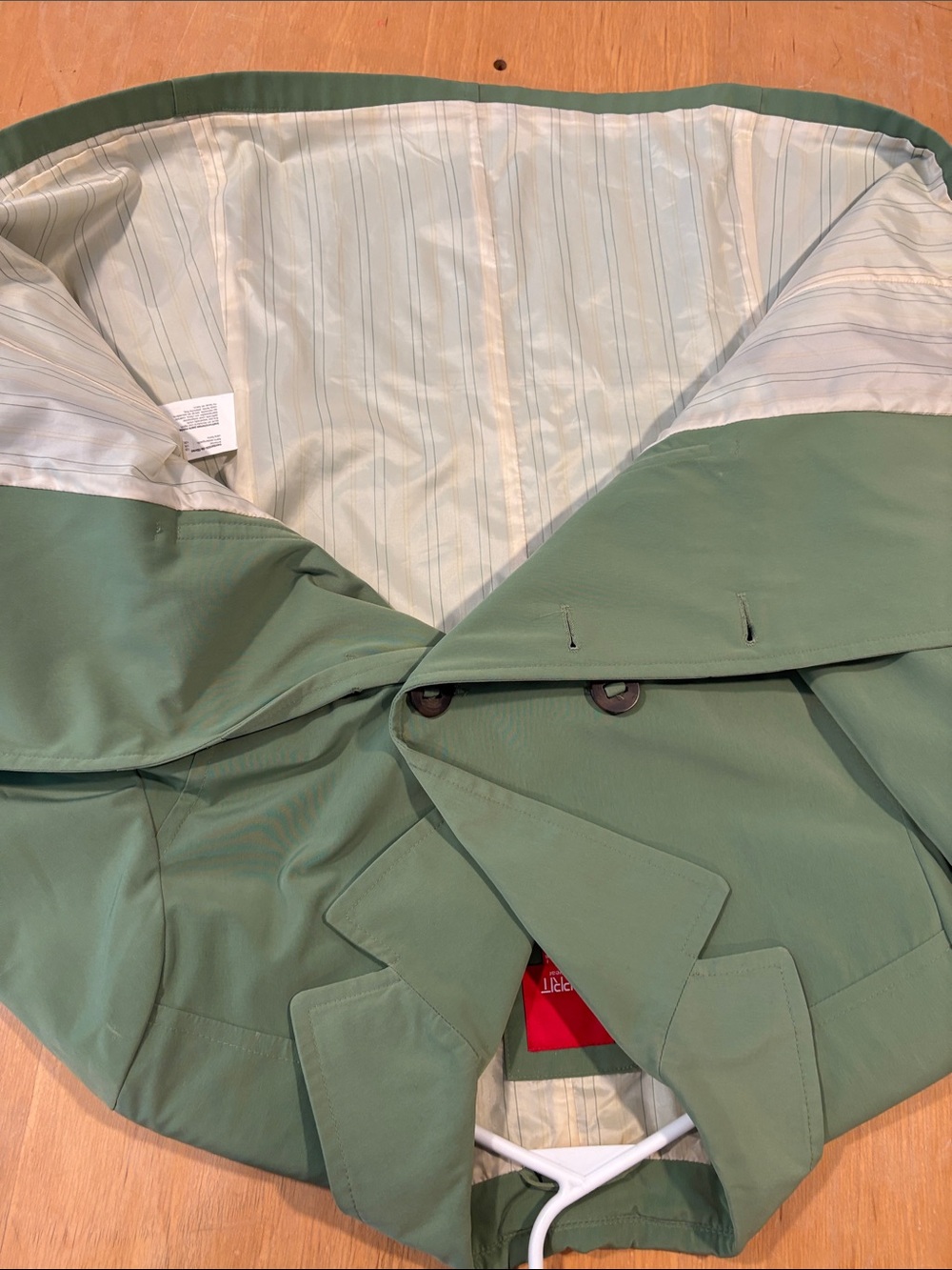 Esprit ~ Olive Green Breasted Jacket Lined Brown Buttons - Picture 4 of 5
